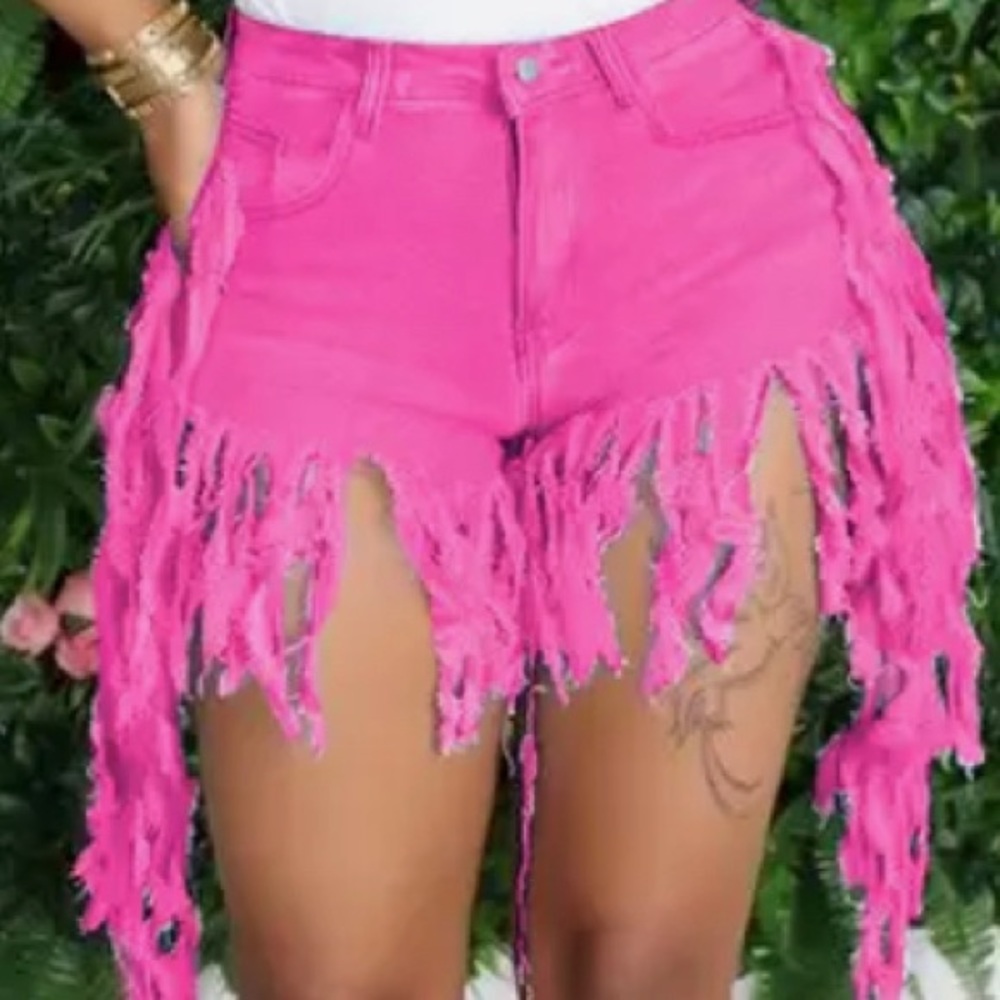 Plus Size Fringe Shorts